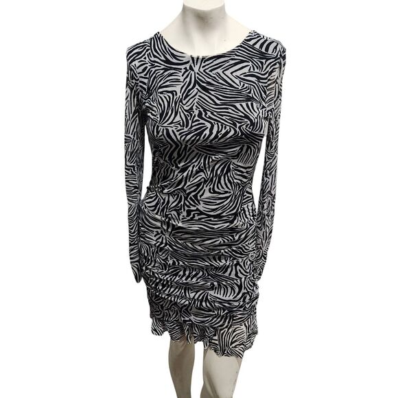 Sanctuary Let's Party Mesh Mini Dress Womens SZ Med NWT Zebra Baddie Y2K Urban - Picture 1 of 4